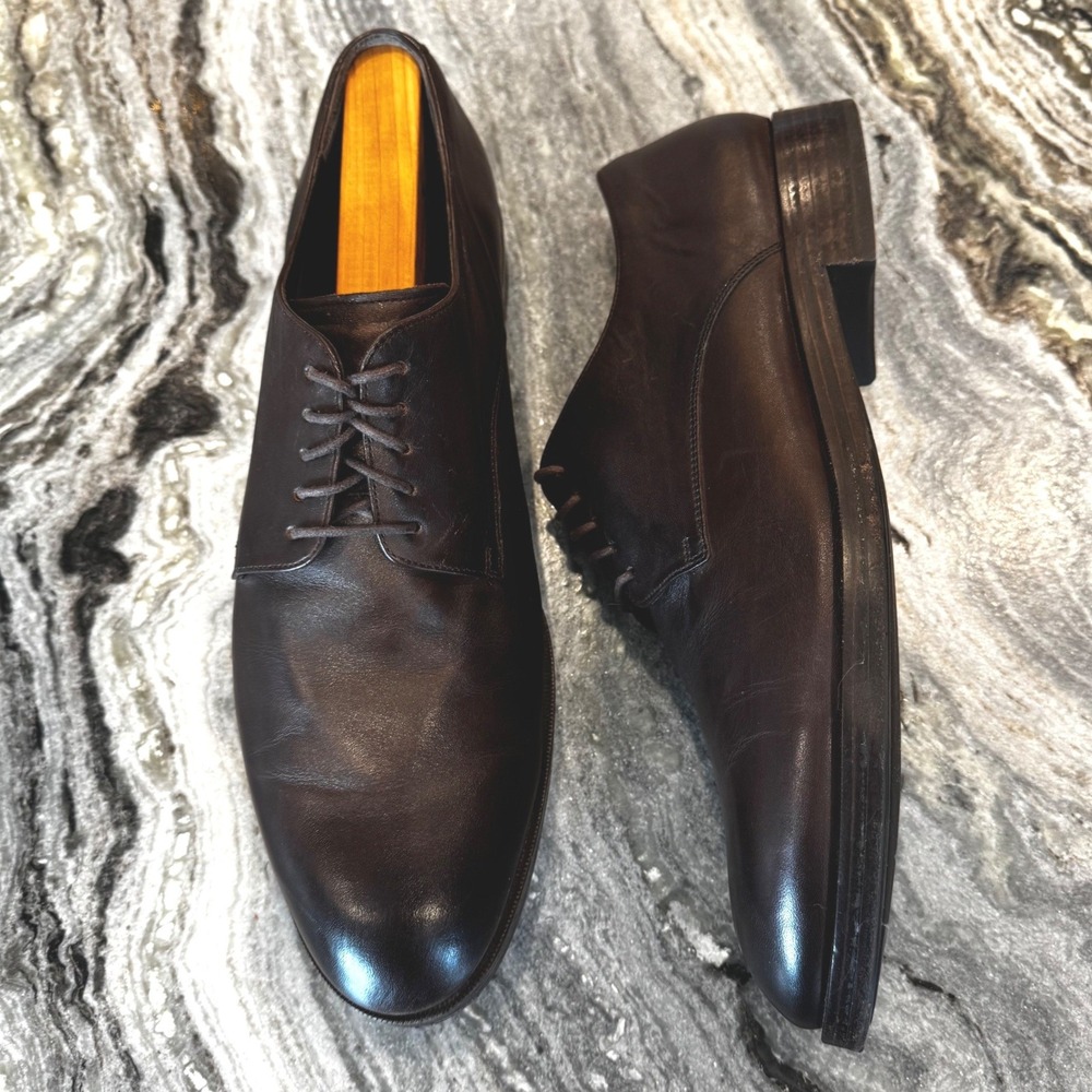 Cole Haan Grand.OS Men 11 M Brown Leather Plain Toe Derby Shoes Classic C24162